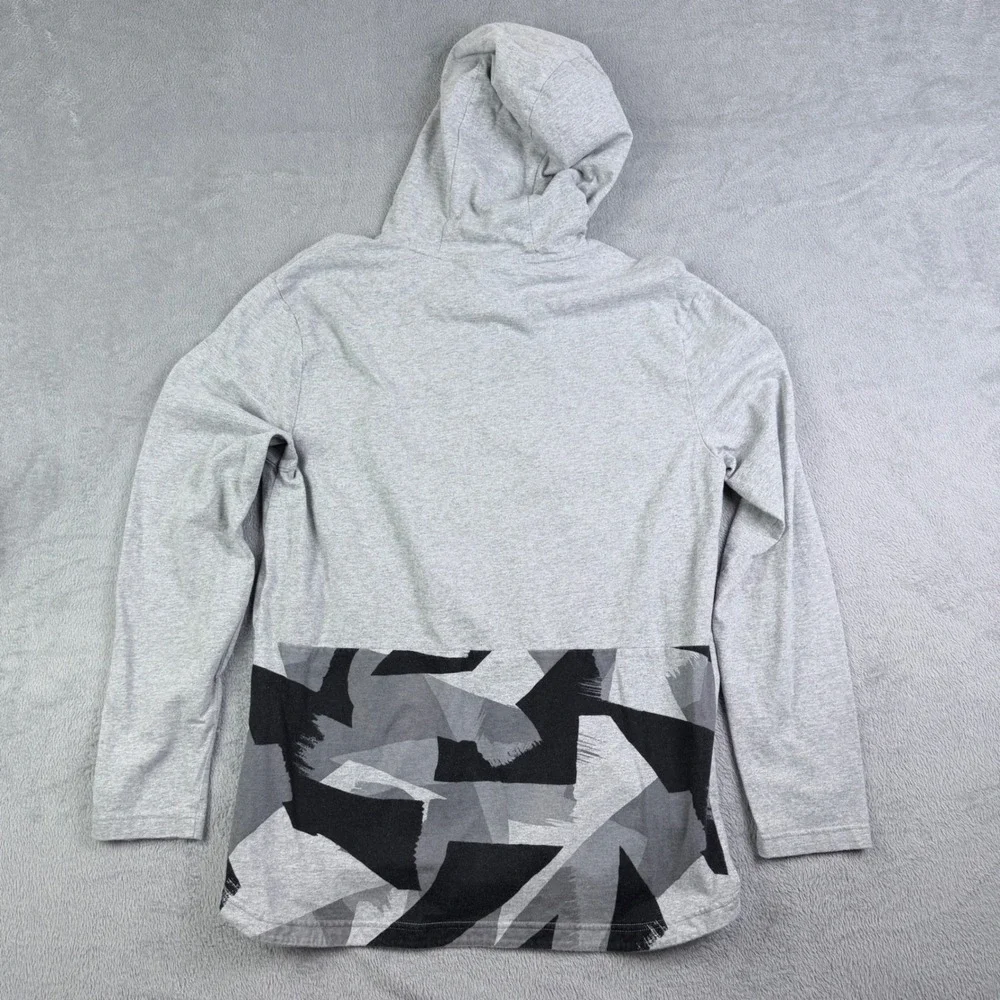 Nike Hooded Long Sleeve Shirt Camo Hood Lining 833873-063 Mens Gray Large